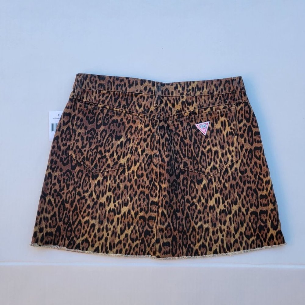 GUESS Leopard Print Denim Mini Skirt - Picture 7 of 8